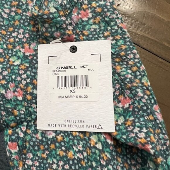 O’Neill Linney Mini Tank Dress Floral Print Sleeveless Lace-up Front Size XS - Picture 6 of 6